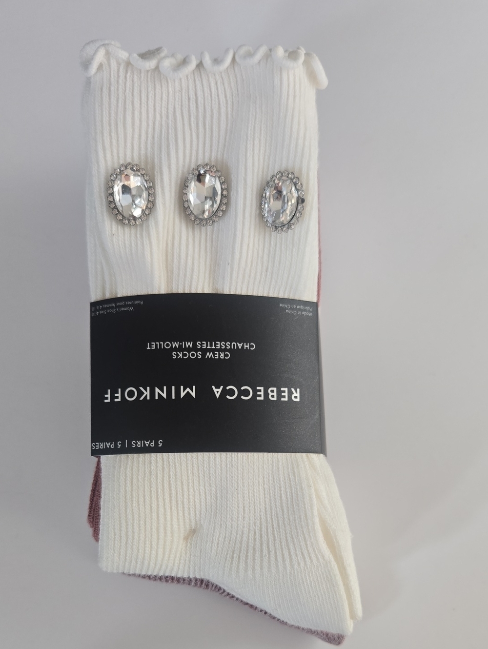 Rebecca Minkoff Crew Socks 5 Pairs  Ruffle Cuff NWT